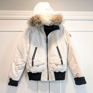 HALIFAX TRADERS Women's Down Filled White & Black Reversible Puffer Coat